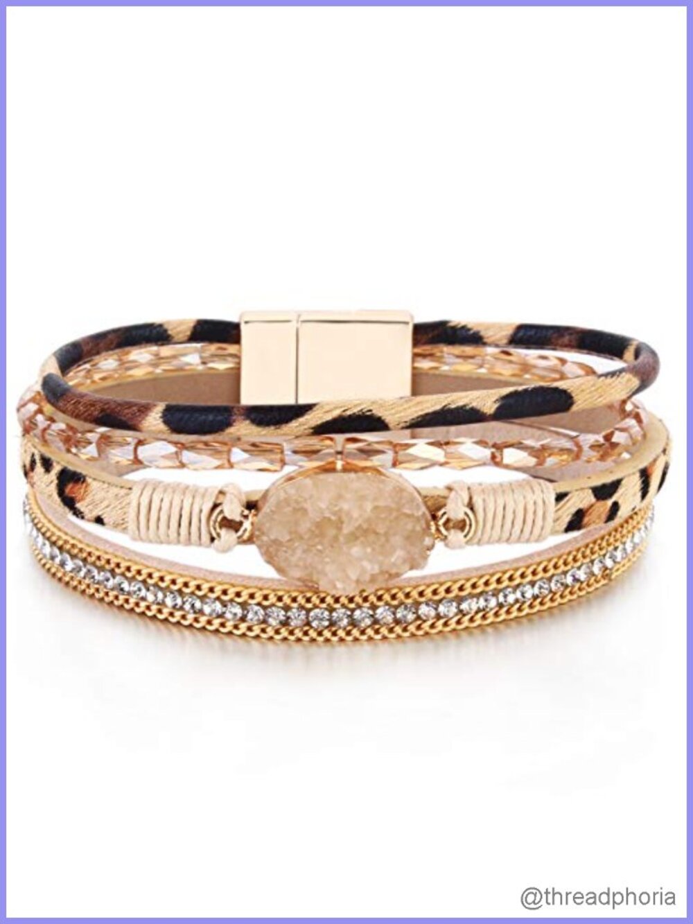 Boho Chunky Leather Wrap Bracelet Stackable Beaded Western Country Jewelry